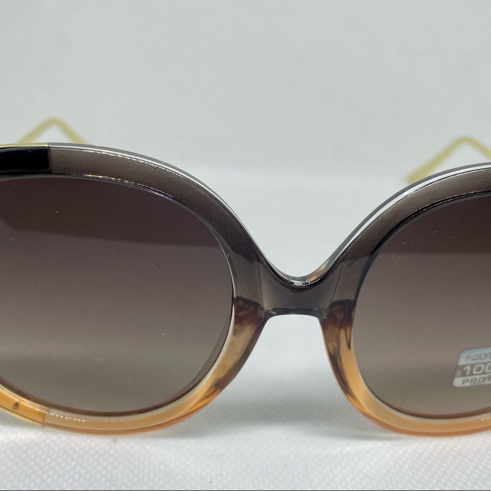 Luxe Unisex Fashion Eyewear Sunglasses Brown & Gold With Red & Green Accent..New - Picture 4 of 14
